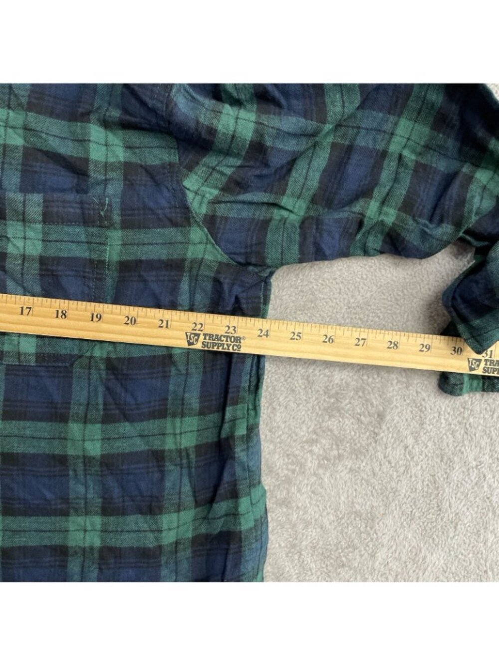 Lands' End Women's M Green & Navy Plaid Button-Up Flannel Shirt Cotton B0472 - Picture 6 of 10